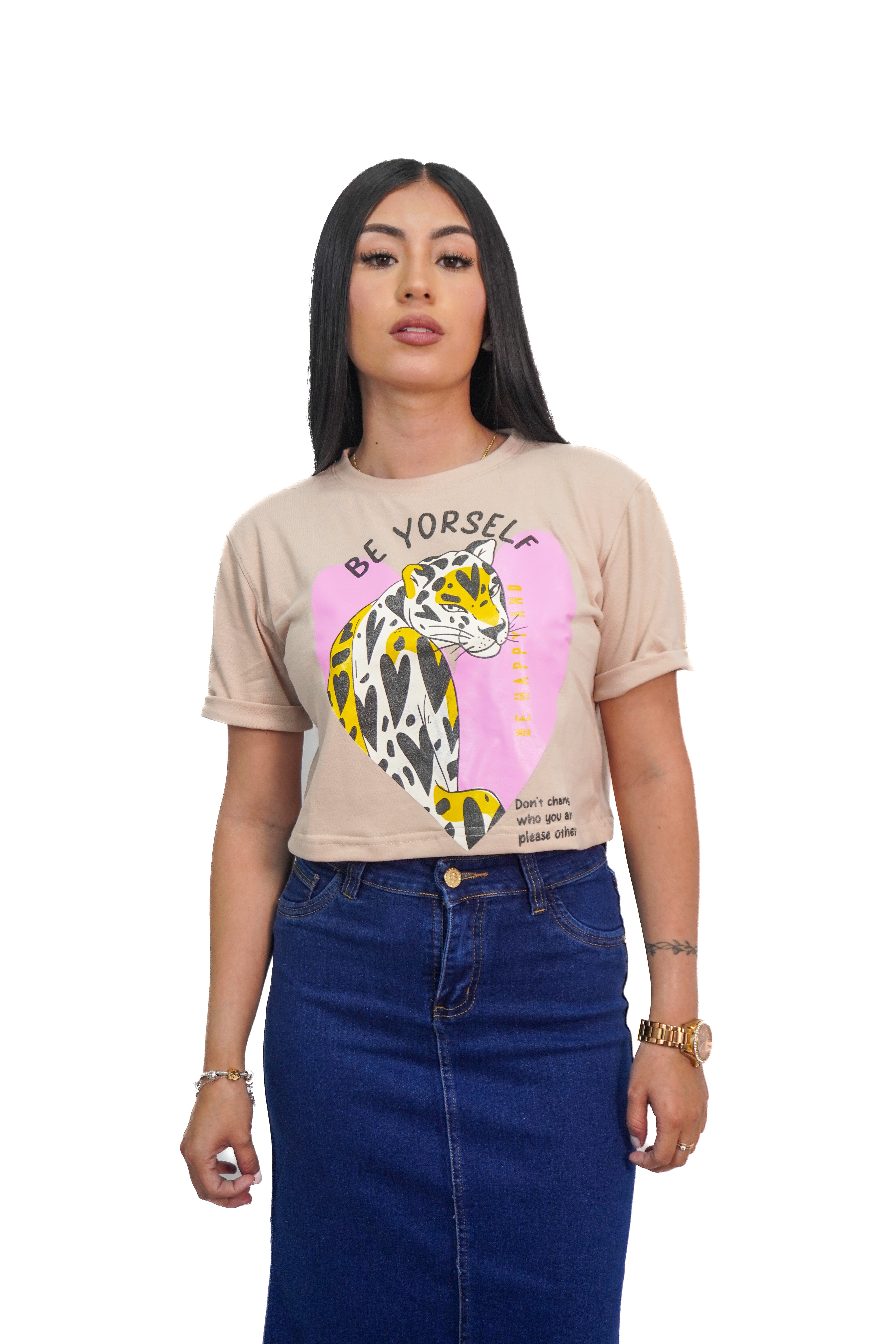 Camiseta estampado pantera manga corta