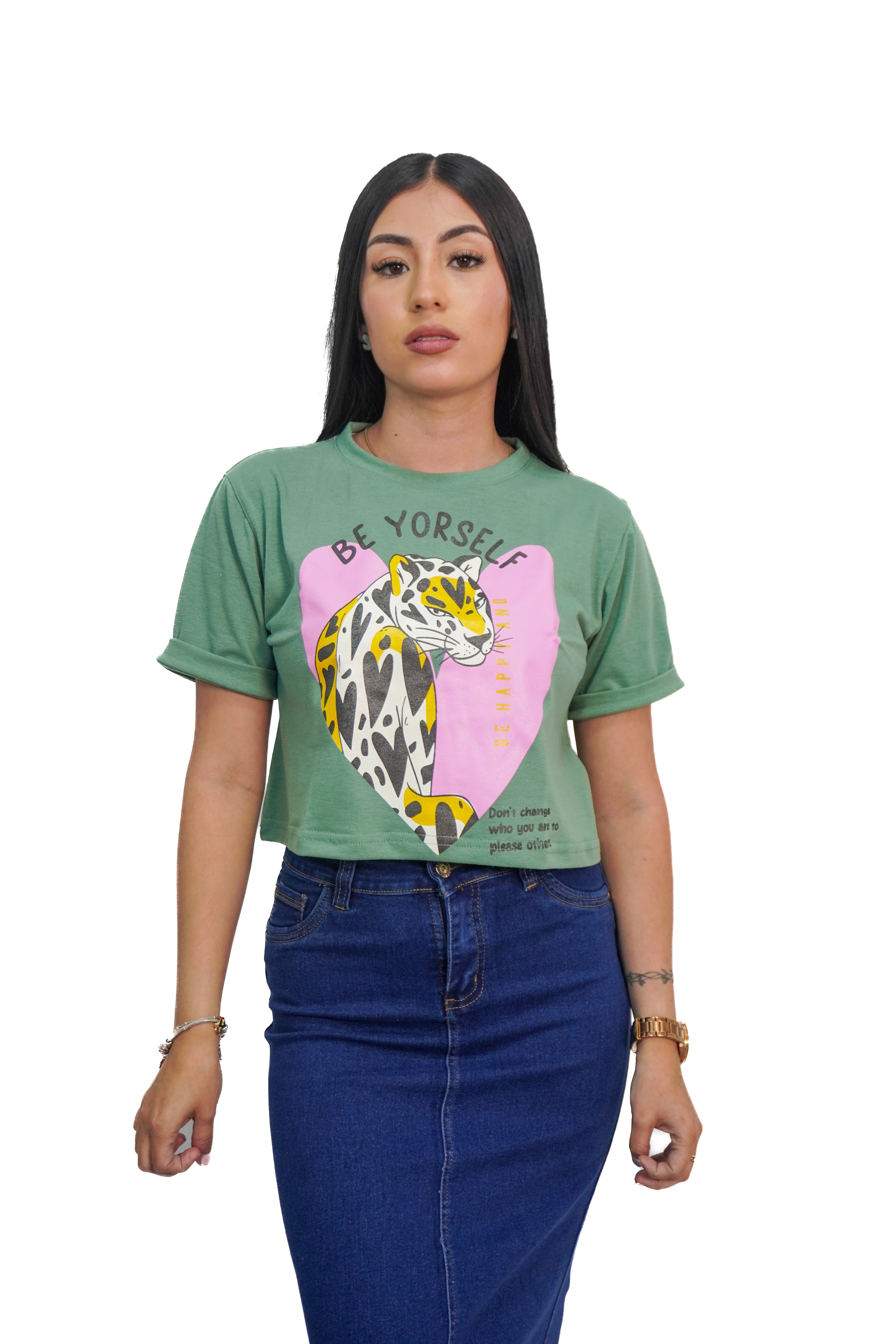 Camiseta estampado pantera manga corta