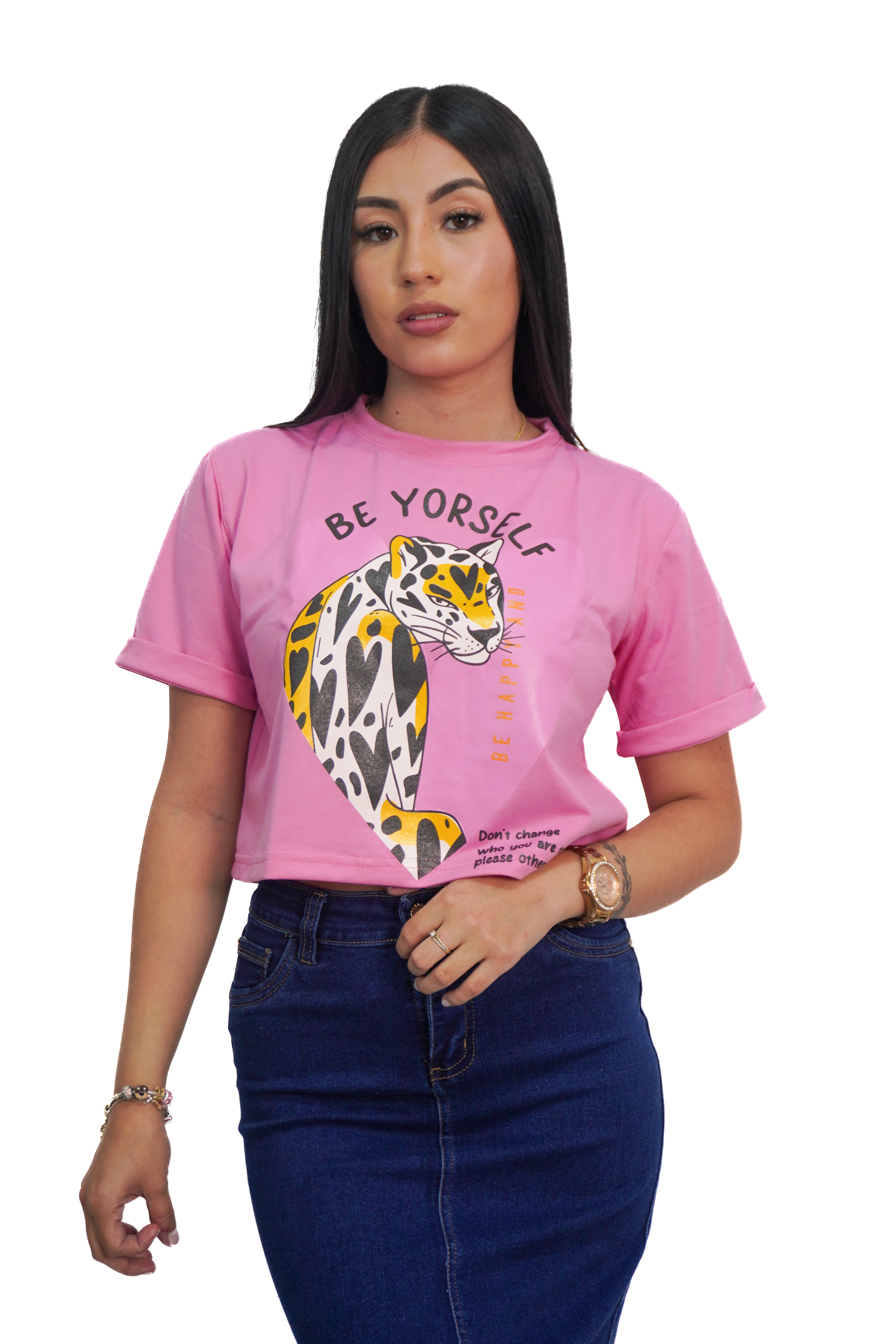 Camiseta estampado pantera manga corta