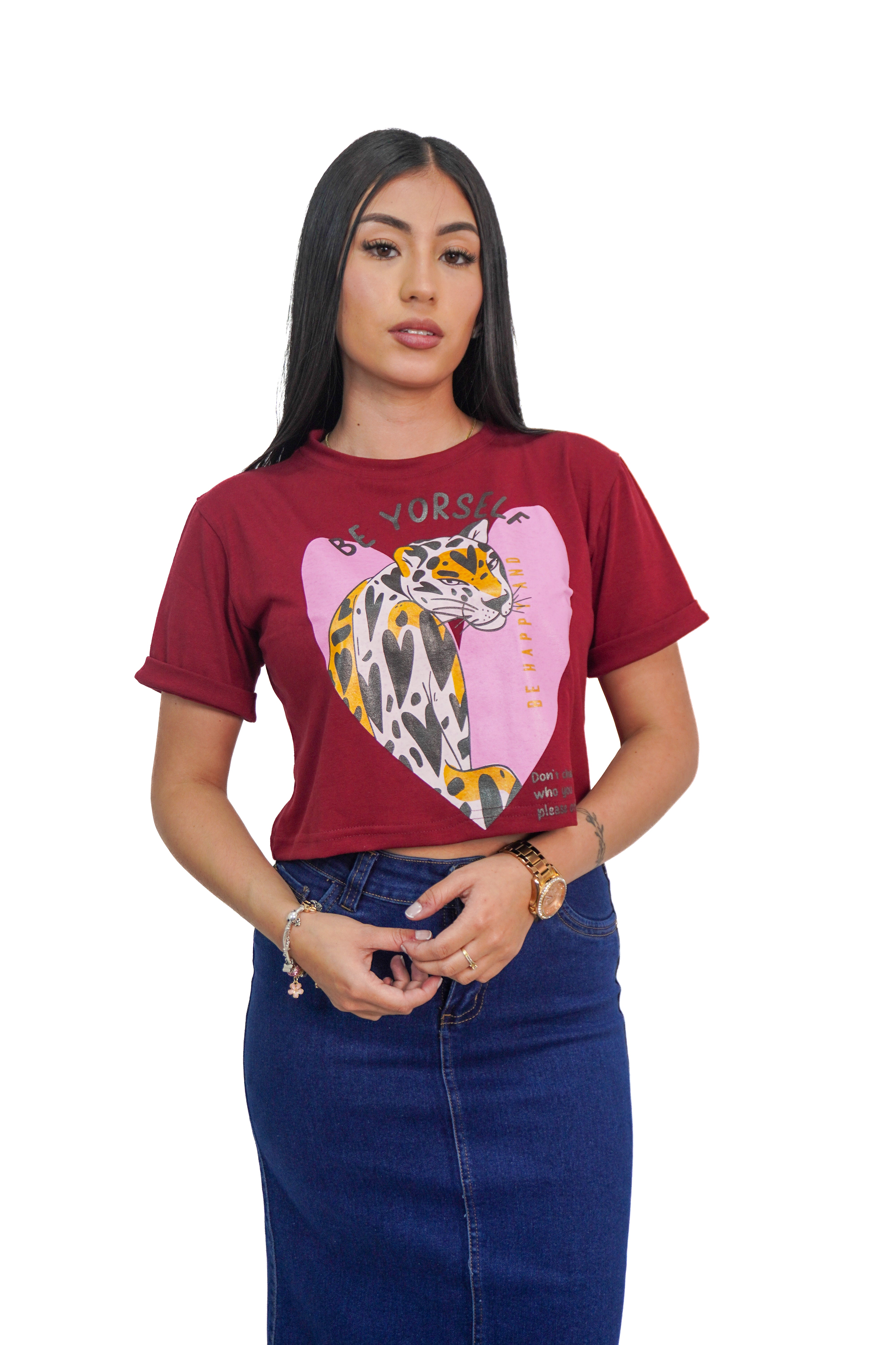 Camiseta estampado pantera manga corta