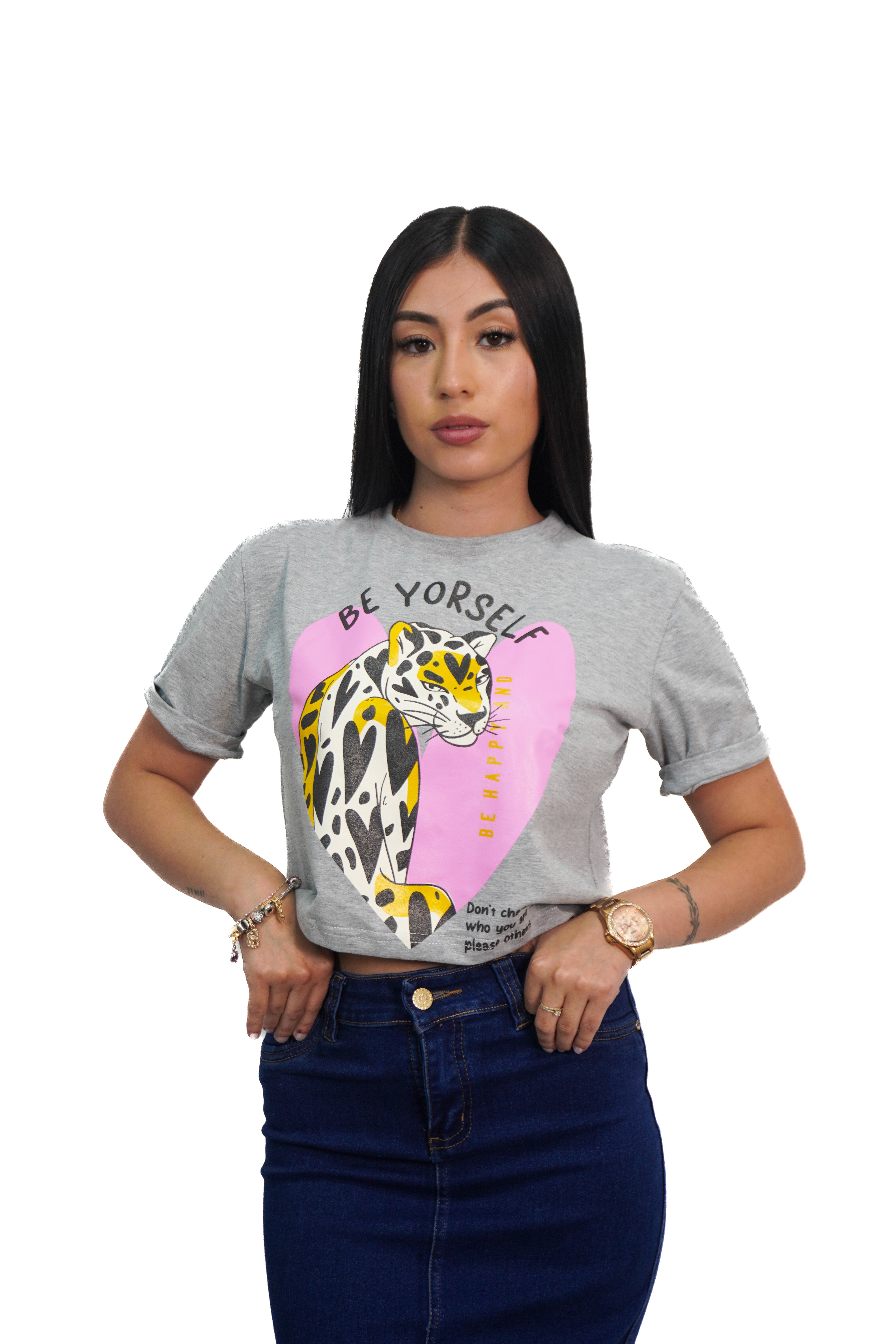 Camiseta estampado pantera manga corta