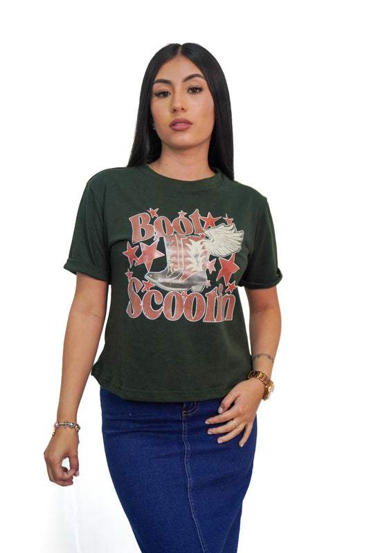 Camiseta estampado boot scootin manga corta